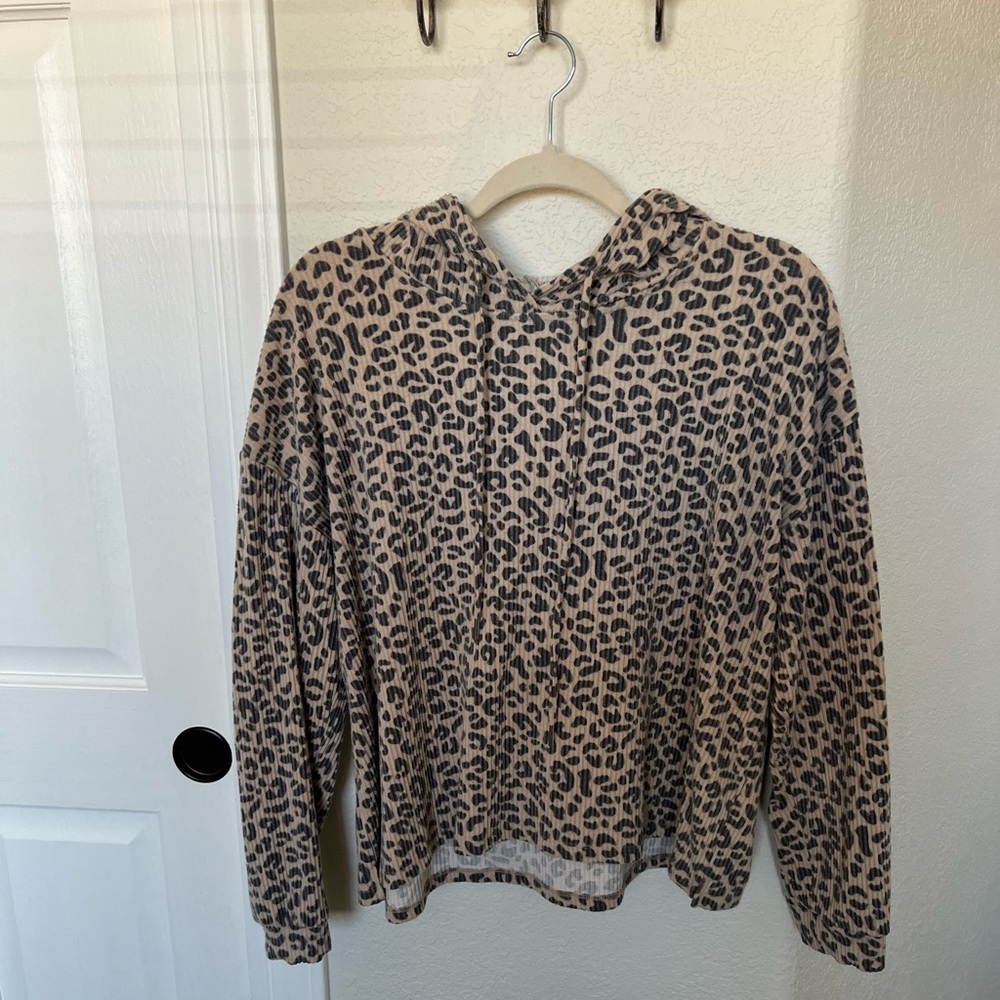 C&C California Tan and Black Leopard Print Women's Sweater